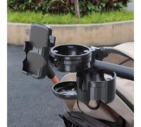 Upgrade 3 in 1 Pram Cup Holder Attachment, Universial Walker Cup Holder with Phone Holder for Bike, Wheelchair, Rollator, Scooter Anti-Slip & Easy Install Mobility Scooter Accessories
