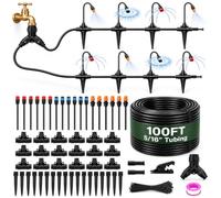 Upgrade 360° Adjustable Drip Irrigation System Kit, 100FT Bendable Watering Misting System with 3 Spray Nozzle Types, 5/16"(8mm) Tubing for Garden Raised Bed Lawn & Greenhouse