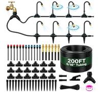 Upgrade 360° Adjustable Drip Irrigation System Kit, 200FT Bendable Watering Misting System with 3 Spray Nozzle Types, 5/16"(8mm) Tubing for Garden Raised Bed Lawn & Greenhouse