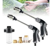 Upgrade 360° Rotating Waterblitz Pressure Washer, Waterblitz High-Pressure Nozzle, with Long Rod & 3* Metal Joints & Foam Jug, Various Spray Effects, Equipped with Metal Joints, for All Hoses (2pcs)