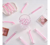 Upgrade 48 Pieces Disposable Mascara Wands Set, Include 24 Pcs Crystal Lash Spoolies Brush and 24 Pcs Reusable Keychain Empty Eyelash Brush Tubes Pink