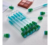 Upgrade 48 Pieces Disposable Mascara Wands Set, Include 24 Pcs Crystal Lash Spoolies Brush and 24 Pcs Reusable Keychain Empty Eyelash Brush Tubes(Green)