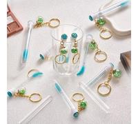 Upgrade 48 Pieces Disposable Mascara Wands Set, Include 24 Pcs Crystal Lash Spoolies Brush and 24 Pcs Reusable Keychain Empty Eyelash Brush Tubes