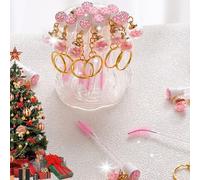 Upgrade 48 Pieces Disposable Mascara Wands Set, Include 24 Pcs Cute Crystal Lash Spoolies Brush and 24 Pcs Reusable Keychain Empty Eyelash Brush Tubes