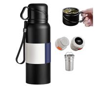 Upgrade 4in1 Smart Water Bottles with Digital Temperature Display LED Coffee Tea Infuser Thermal Bottle Double Walled Vacuum Insulated Stainless Steel Flask Leak Proof Travel Mug Cup (black, 1980ml)
