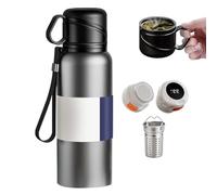 Upgrade 4in1 Smart Water Bottles with Digital Temperature Display LED Coffee Tea Infuser Thermal Bottle Double Walled Vacuum Insulated Stainless Steel Flask Leak Proof Travel Mug Cup (silver, 620ml)
