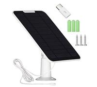 Upgrade 5V 6W Solar Panel for Security Camera, Compatible with Eufycam 2C/2C Pro/2/2 Pro/E20/E40/E, with Micro USB Port, USB-C Adapter and 3M Charging Cable, 1 Piece, White