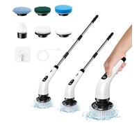 Upgrade 6 in 1 Electric Cleaning Brush,XWXO Electric Spin Scrubber, Bathroom Scrubber Dual Speed with Extension Arm for Kitchen, Car, Tile, Wall, Floor, Shower