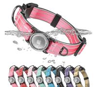 Upgrade Airtag Dog Collar,with IPX8 Waterproof AirTag Holder | Reflective Ultra-Durable | Soft Padded | Lock Buckle | Heavy Duty | Fit Small Medium Large Dogs（Rose1，S(12"～15")）