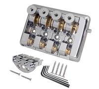 Upgrade and Customize Your Travel Bass Guitar with this Brass Roller Saddle Travel Bass Bridge for 4 String Headless Guitar(Silver)