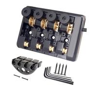 Upgrade and Customize Your Travel Bass Guitar with this Brass Roller Saddle Travel Bass Bridge for 4 String Headless Guitar(Schwarz)