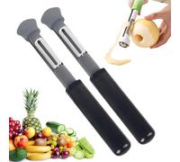 Upgrade Apple Peeler and Corer Tool, Stainless Steel 2-in-1 Red Bell Pepper Seed Corer - Fruit Vegetable Stem Remover for Pepper Pineapple Pear Apple Tomato Kitchen Gadgets Tool (Black, 2PCS)