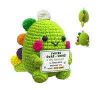 Upgrade Art & Craft Kit,Handmade Positive Dinosaur Crochet with Inspiring Card - Emotional Support Gifts for Women Men - Self Care Birthday Gift for Friend (Green-1)