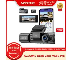 Upgrade AZDOME M550 Pro Dash Cam 4K Front Dashcam Auto 5.8Ghz Wi-Fi GPS G-sensor Car DVR 6 IR Night Vision Parking Monitor