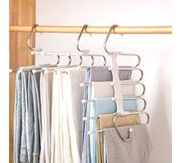 Upgrade Azeroth Pants Hangers 4 Pack Space Saving S-Type Stainless Steel Clothes Pants Hangers,Anti-Slip Design,Clothes Closet Storage Organizer for Pants Jeans Trousers Skirts Scarf