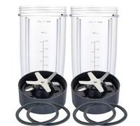 Upgrade Blender Cups and Blades Fit for Nutribullet 600w/900w, Replacement Parts 32oz Cups and Extractor Blades with 4 Rubber Gaskets, Blender Accessories (8 Pcs)