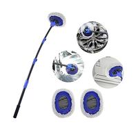 Upgrade Car Wash Brush with Long Handle, EAFC Microfiber Car Wash Mop with 2 Replaceable Chenille Brush Head, Soft Cleaning Brush 15° Curved Extension Pole Car Wash Kit for RV Truck Camper, Blue