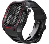 Upgrade Carbon Fiber Case Rubber Watch Band,For 8 7 45/44mm, Mod Kit Metal Bezel Fluororubber Strap,For Iwatch 6 5 4 SE Watch Band