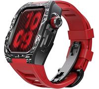 Upgrade Carbon Fiber Case Rubber Watch Band,For 8 7 45/44mm, Mod Kit Metal Bezel Fluororubber Strap,For Iwatch 6 5 4 SE Watch Band