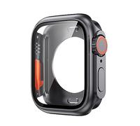 Upgrade Case for 8 7 45mm Screen Protector Hard PC Tempered Glass IWatch Series 4 5 6 Se 44mm Change To Ultra 49mm (Color : Titanium, Size : 44mm)
