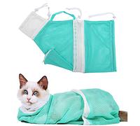 Upgrade Cat Bath Bag Puppy Dog Cleaning Shower Bag Adjustable Anti-Bite and Anti-Scratch Polyester Cat Grooming Bag (Green)