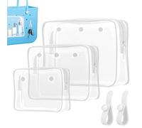 Upgrade Clear Beach Tote Bag with 2 Pack Insert Hooks Accessories for B o g g Bags Travel Makeup Clean Toiletry Brush Organizer Cosmetic Divider Storage Inner Pouch, white, 3-Pack, Upgrade Clear Beach
