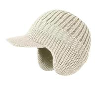 Upgrade Cozy Head Beanie Winter Hat with Brim and Ear Flaps,Beanie Knitted Hat with Fleece Lining (UK, Alpha, One Size, Beige)