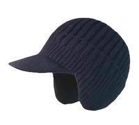 Upgrade Cozy Head Beanie Winter Hat with Brim and Ear Flaps,Beanie Knitted Hat with Fleece Lining (UK, Alpha, One Size, Blue)