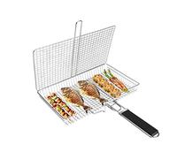 Upgrade Deepen Portable BBQ Grill Basket, Stainless Steel Fish Grill Basket with Removable Handle, Perfect for Grilling Steak, Salmon, Vegetabl