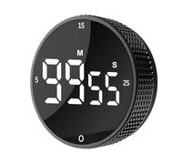 Upgrade Digital Kitchen Timer - Magnetic Countdown Countup Visual Pomodoro Timer with Large LED Display, 3-Preset Times (5, 15, 25), 3 Volume Levels, Ideal for Cooking, Baking and Fitness (1, Black)