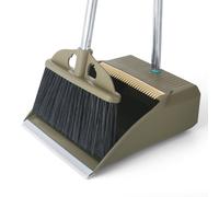 Upgrade Dustpan and Brush Set,48'' Long Handle Stiff Broom Bristles with Heavy Duty Dust Pan,Indoor Outdoor Easy Sweeping for Kitchen Lobby Garage