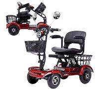 Upgrade Electric Power Mobile Wheelchair for Seniors Adult - 4 Wheel Mobility Scooter with Lights, Remote Key, Extended Battery, Charger - Collapsible and Compact Duty Travel Scooter