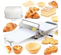 Upgrade Foldable Manual Dough Sheeter Machine, Adjustable Thickness 0-25mm, Stainless Steel Pastry Roller & Croissant Laminator for Home & Commercial Bakeries, Pizza & More