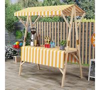 Upgrade Foldable Street Food CartMarket Stall Display Stand with Awning for Lemonade Ice Cream Hot DogsIdeal for Trade Shows Demos FairsWhite Yellow Red Blue (150x60cm)