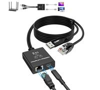 Upgrade Gigabit Ethernet Splitter 1 in to 2 Out Adapter, RJ45 in and RJ45&USB-C Out, Network LAN Splitter with 6FT USB Power Cable, 1000M High Speed, Supports Ethernet Cable & USB Cable Out