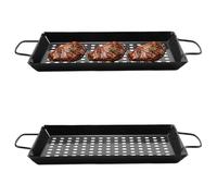 Upgrade Grill Basket Heavy Duty -Grill Baskets for Outdoor Grill Vegetables -Stainless Steel Veggie Grilling Basket/Pan - Grill Vegetable Basket BBQ Grill Accessories (A)