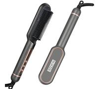 Upgrade Hair Straightener Brush -Negative Ionic Hair Straightening Iron with Built-in Comb, 30s Fast Heating & 9 Temp Settings & LED Display,Professional Hair Tools for Styling