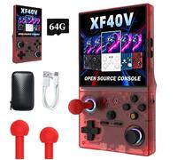 Upgrade Handheld Retro Snap Game Console, XF40VRetro Snap Game Console,4" HD IPS Screen,64G/128G TF Card Long Battery Life with Two joysticks, 40000+Pre-Installed Games (Red,64G)
