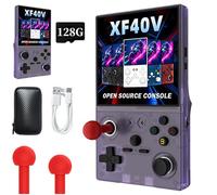 Upgrade Handheld Retro Snap Game Console, XF40VRetro Snap Game Console,4" HD IPS Screen,64G/128G TF Card 4000mAh Battery with Detachable Game Joystick,40000+Pre-Installed Games (Purple,128GB)