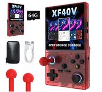 Upgrade Handheld Retro Snap Game Console, XF40VRetro Snap Game Console,4" HD IPS Screen,64G/128G TF Card 4000mAh Battery with Detachable Game Joystick,40000+Pre-Installed Games (Red,64GB)