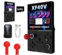 Upgrade Handheld Retro Snap Game Console, XF40VRetro Snap Game Console,4" HD IPS Screen,64G/128G TF Card Long Battery Life with Two joysticks, 40000+Pre-Installed Games (Black,64G)