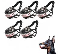 Upgrade Hell Hound Monster Muzzle - Scary Dinosaur Dog Muzzle with Teeth,Adjustable Straps&Movable Fangs-Bloody Terror Latex Cosplay Prop,Halloween Costume Mask (#1/5pcs)