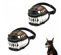 Upgrade Hell Hound Monster Muzzle - Scary Dinosaur Dog Muzzle with Teeth,Adjustable Straps&Movable Fangs-Bloody Terror Latex Cosplay Prop,Halloween Costume Mask (#2/2pcs)