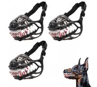Upgrade Hell Hound Monster Muzzle - Scary Dinosaur Dog Muzzle with Teeth,Adjustable Straps&Movable Fangs-Bloody Terror Latex Cosplay Prop,Halloween Costume Mask (#1/3pcs)