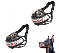 Upgrade Hell Hound Monster Muzzle - Scary Dinosaur Dog Muzzle with Teeth,Adjustable Straps&Movable Fangs-Bloody Terror Latex Cosplay Prop,Halloween Costume Mask (#1/2pcs)