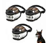 Upgrade Hell Hound Monster Muzzle - Scary Dinosaur Dog Muzzle with Teeth,Adjustable Straps&Movable Fangs-Bloody Terror Latex Cosplay Prop,Halloween Costume Mask (#2/3pcs)