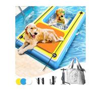 Upgrade Inflatable Dog Ramp,Multi-Use Dog Floats Ladder for Boat Pool Dock Lake,Non-Slip One-piece Ramp Mesh Swimming Plank for Pup& Large Dogs Up to 240 lbs,Portable for Car Travel,Water Play