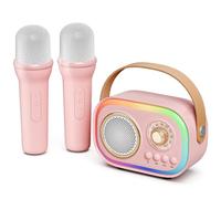 UPGRADE Karaoke Machine for Kids Adults, Portable karaoke machine with 2 microphones,5 LED Party Lights & 12 Voice Effects, Kids toys girls toys Christmas Birthday Gifts for Girls Aged 3-18 Years Old