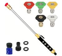 Upgrade Leak-Free jet nozzle high pressure hose nozzle，Suitable for garden hoses high pressure power washer wand with 5 High Pressure hydro nozzles and Quick Connectors (black)