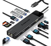 Upgrade Lemorele 13 in 1 Docking Station, 3*Display USB C Hub Adapter to 2 HDMI 4K,VGA,Gigabit Ethernet,2 USB 3.0& 2.0, USB C 3.0 Data,100W PD,3.5mm Audio for Lenovo,Surface,MacBook Laptop